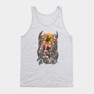 Low Polygonal Illustration of Macaw birds with plants Tank Top